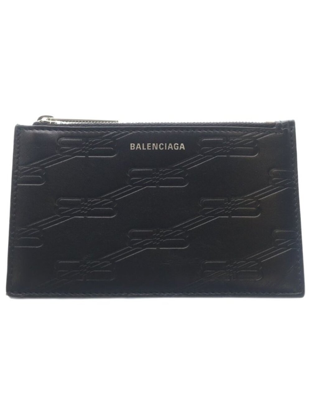 Balenciaga Embossed Monogram Coin Case BB Fragment Card Purse Black - Picture 1 of 6